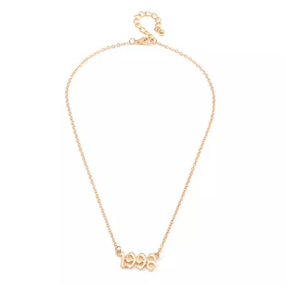 Golden 1998 Old School Birth Year Necklace